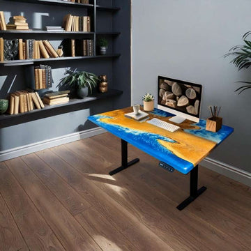 Beach Haven Island Electric Adjustable Standing Office Desk | Sit and stand computer table | Up and Down Computer Table