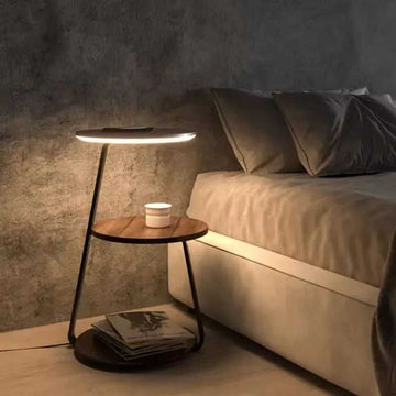 Modern Bedside Table with LED Light | Premium Minimal Nightstand