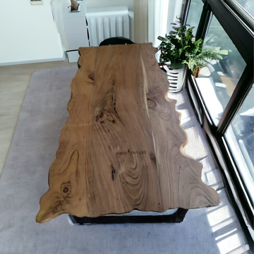 ObsidianEdge Live Edge Dining Table | Raw Edge Dining Table | Uneven Edge Dining Table