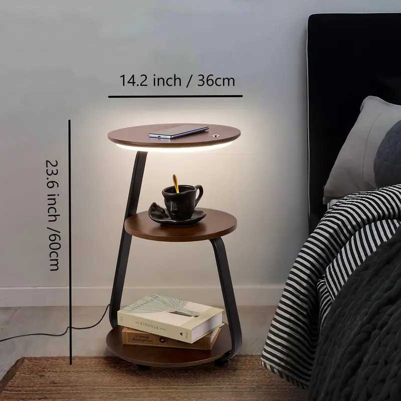 Modern Bedside Table with LED Light | Premium Minimal Nightstand