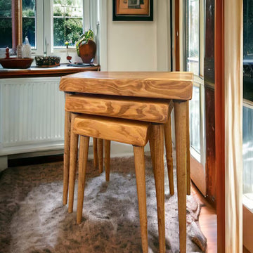 Rhomboid Solid Wood Nesting Table Set of 3 Plectra Solid Wood Coffee Table