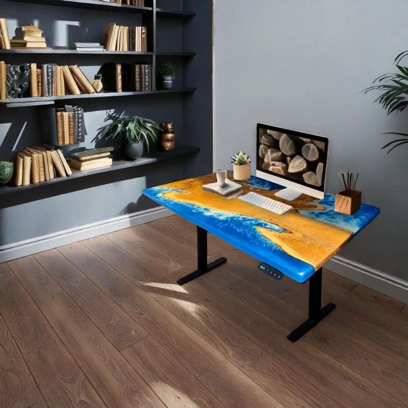 Beach Haven Island Electric Adjustable Standing Office Desk | Sit and stand computer table | Up and Down Computer Table