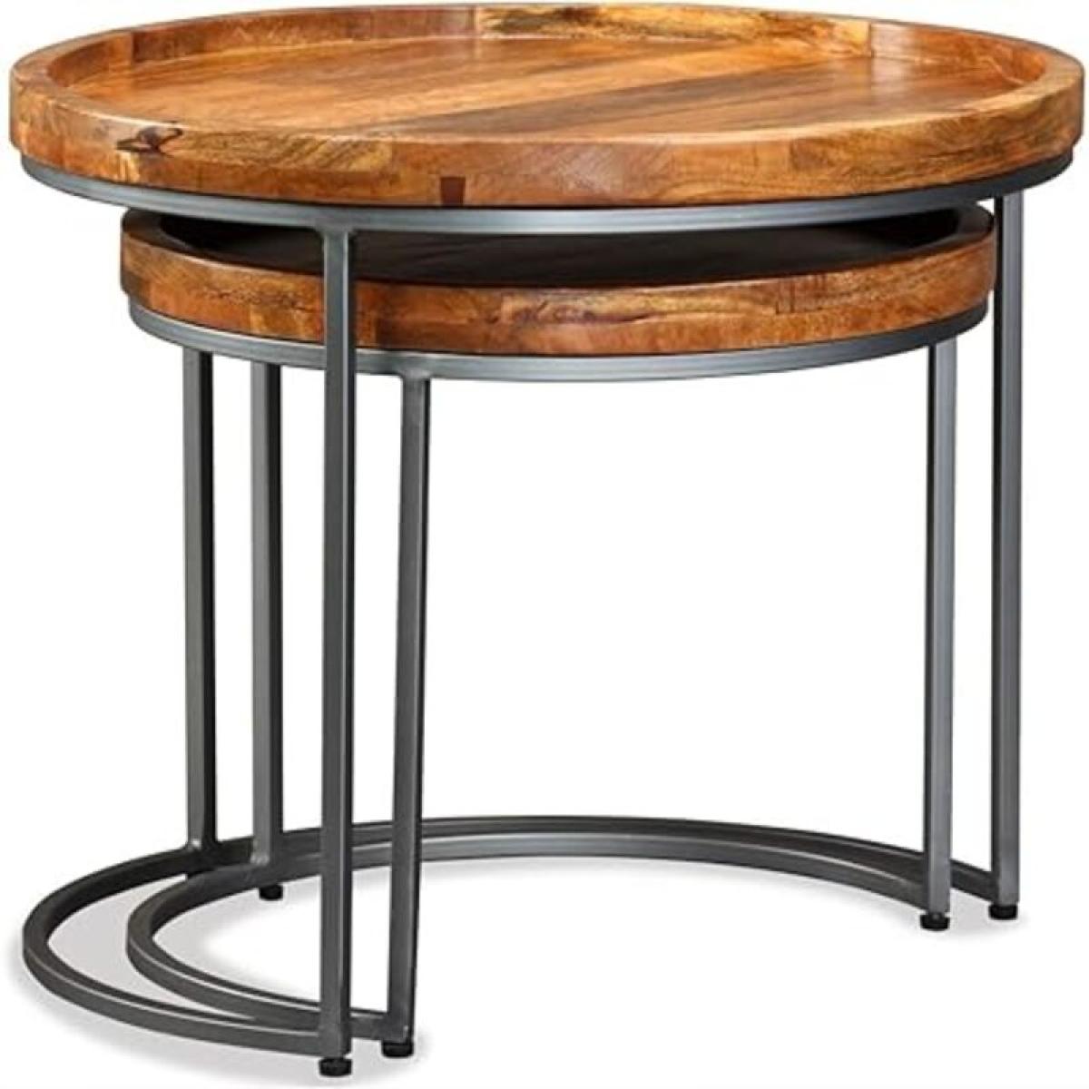 ZenNest Round Nesting Tables - Set of 2, Solid Wood & Space-Saving