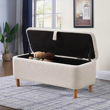 Woodensure fabric ottoman bench with storage
