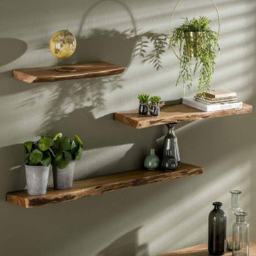 Live Edge Shelves Set Of 3 | Floating Shelf Set of 3