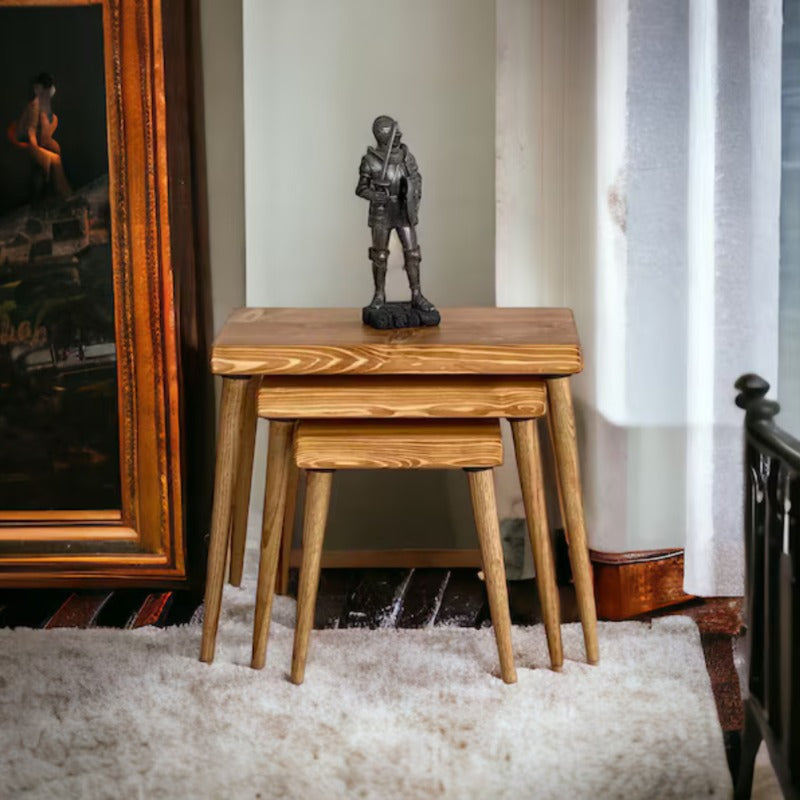 Rhomboid Solid Wood Nesting Table Set of 3 Plectra Solid Wood Coffee Table