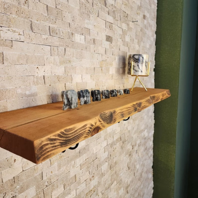 Wooden Foresta Solid Wood Live Edge Floating Shelf | Wall Shelf